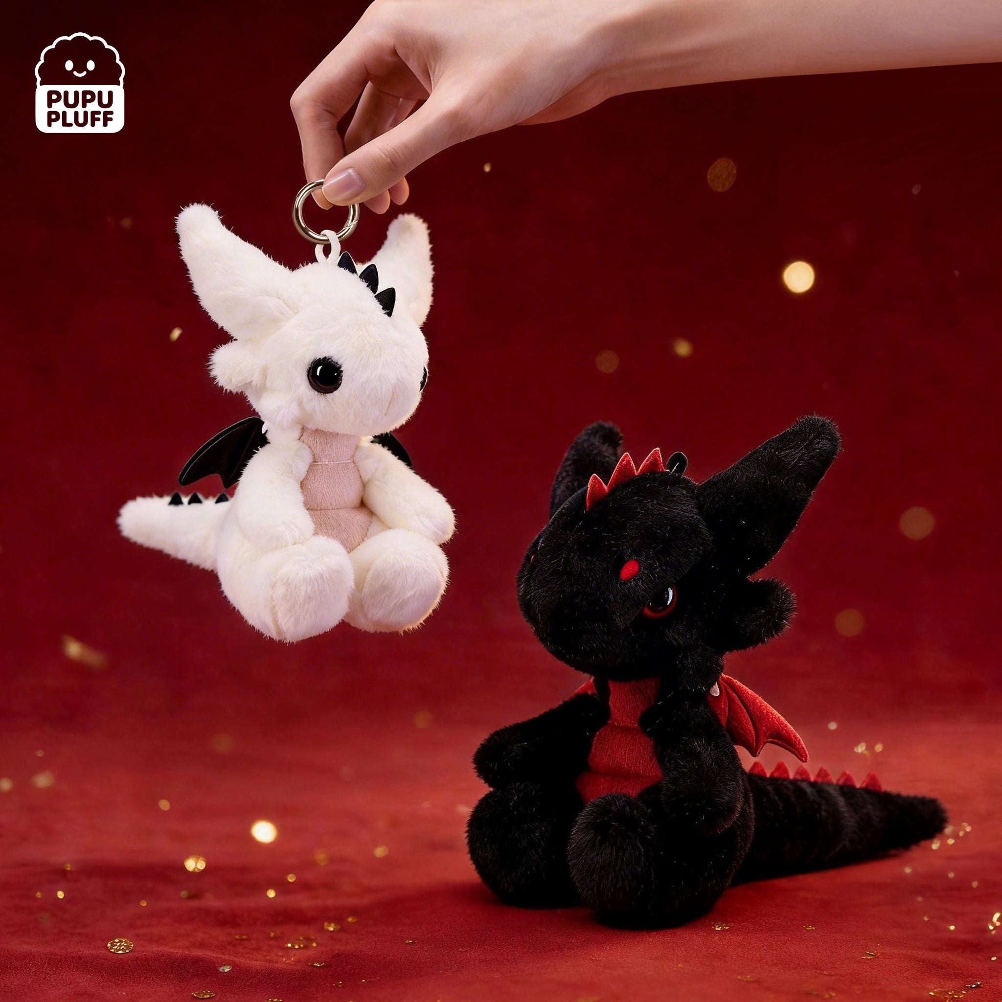 Pupupluff Black & White Cloud Hanging Plush Keychain
