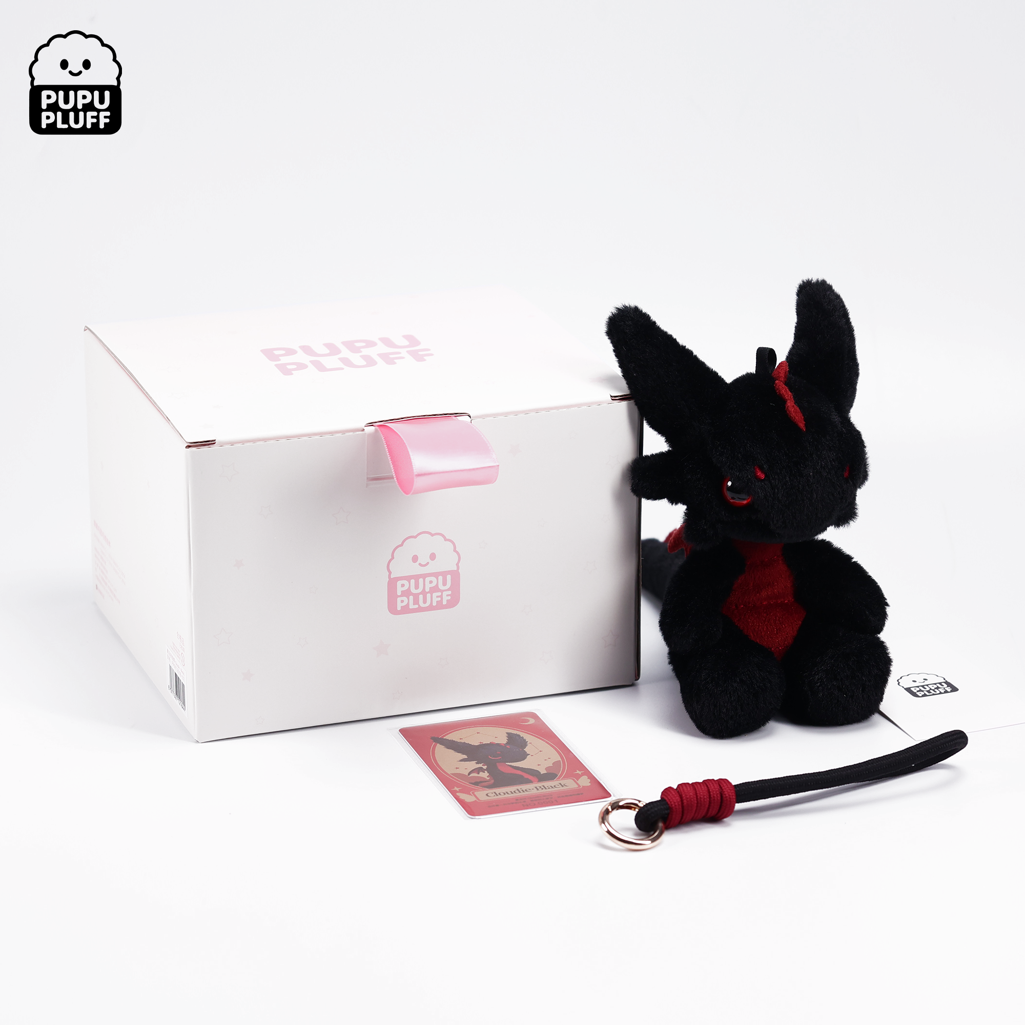 Pupupluff Black & White Cloud Hanging Plush Keychain